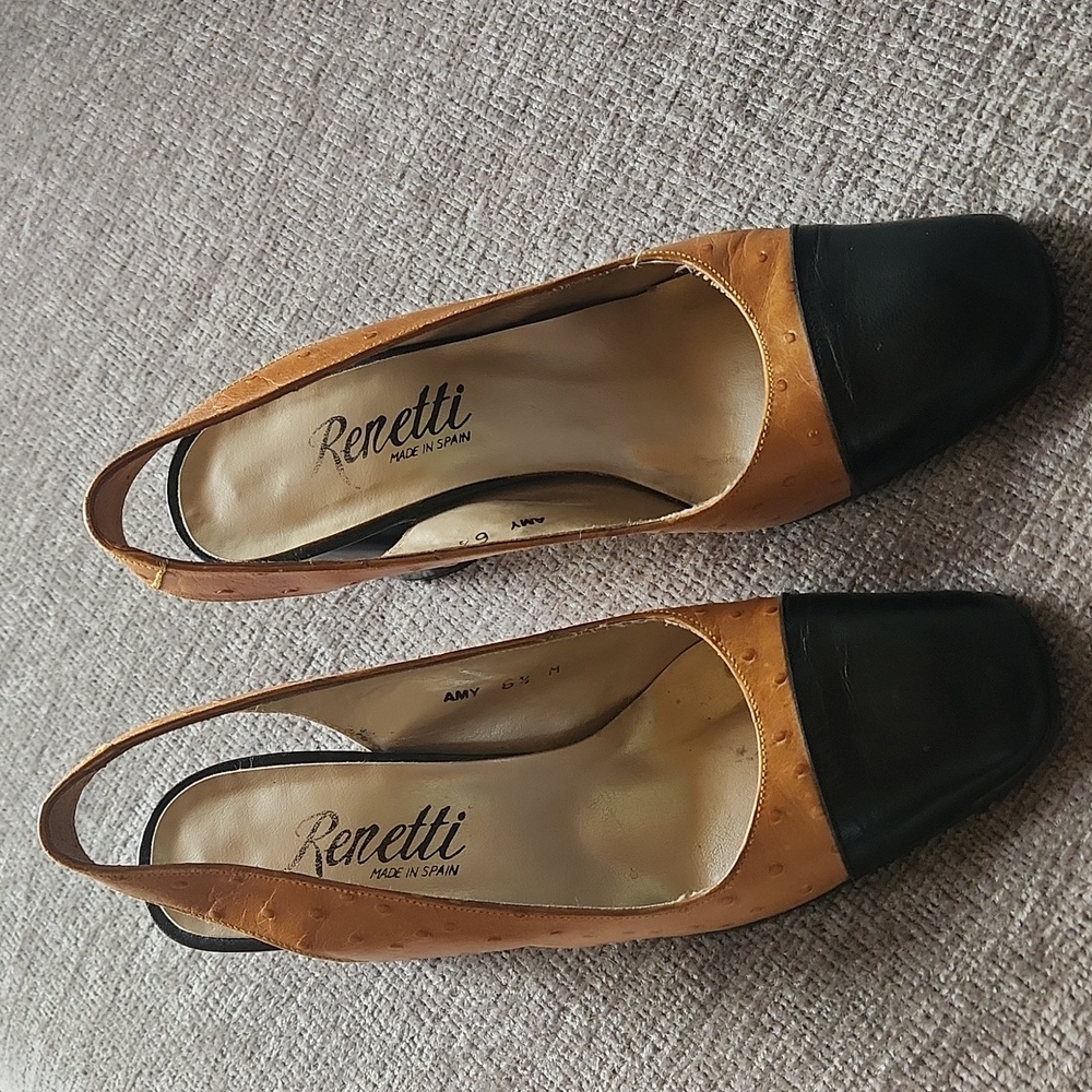 Black and Tan Slingback Heels